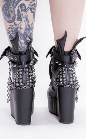 POISON-107 Black Vampire Wedge Boots (Au Stock)-Demonia-Tragic Beautiful