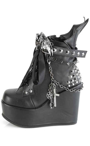 POISON-107 Black Vampire Wedge Boots (Au Stock)-Demonia-Tragic Beautiful