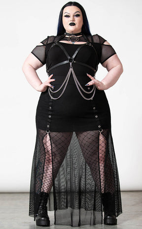 goth dress plus size Women's Gothic Plunging Bat Sleeved Black Red Witch Punk Design up bodice defines the waist with architectural precision Our Plus Size Sexy Gothic