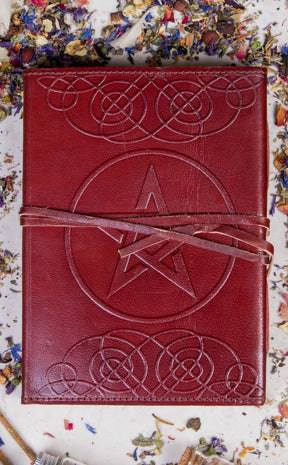 Pentacle Leather Journal-Occult Books-Tragic Beautiful
