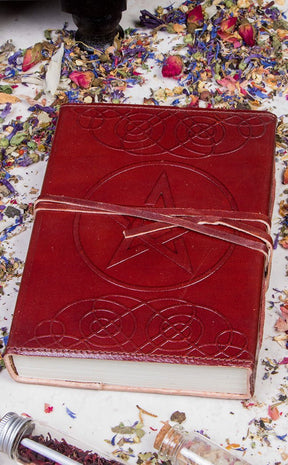 Pentacle Leather Journal-Occult Books-Tragic Beautiful