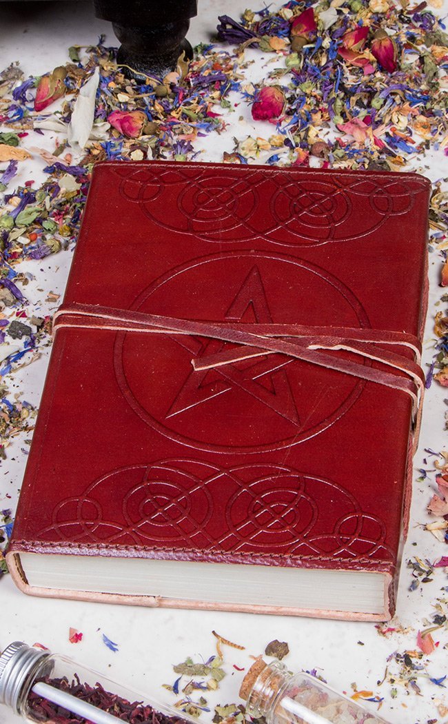 Pentacle Leather Journal-Occult Books-Tragic Beautiful
