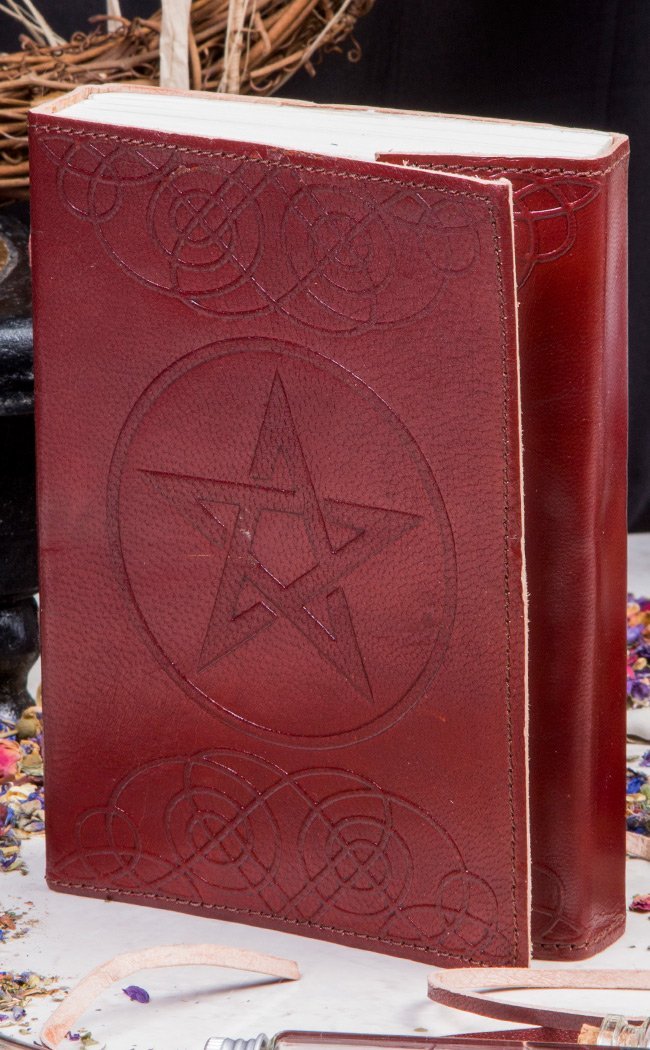 Pentacle Leather Journal-Occult Books-Tragic Beautiful