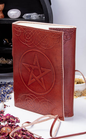 Pentacle Leather Journal-Occult Books-Tragic Beautiful