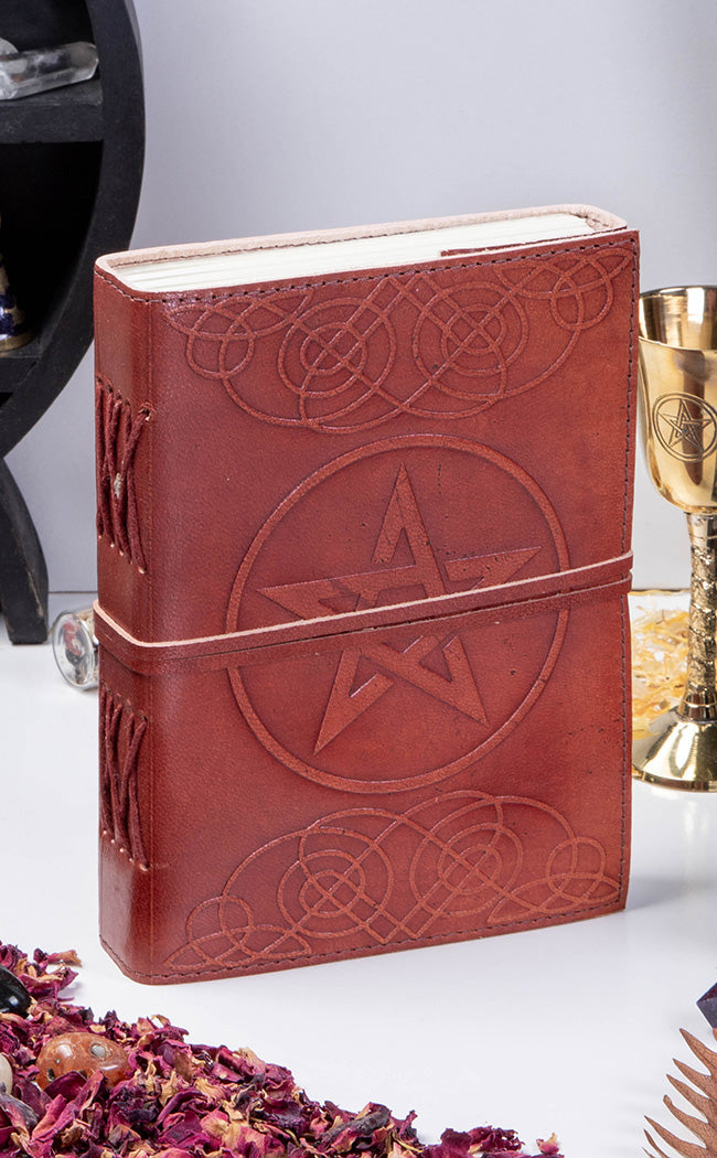 Pentacle Leather Journal-Occult Books-Tragic Beautiful