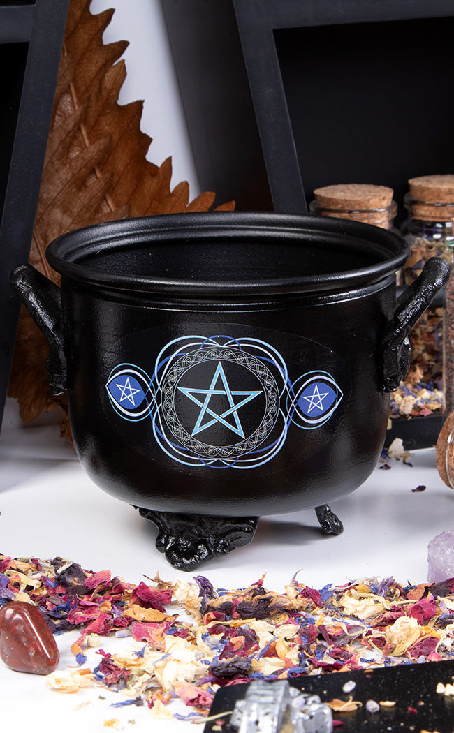 Pentacle Metal Ritual Cauldron-Cauldrons-Tragic Beautiful