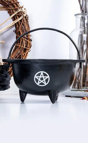 Pentagram Cast Iron Cauldron-Cauldrons-Tragic Beautiful