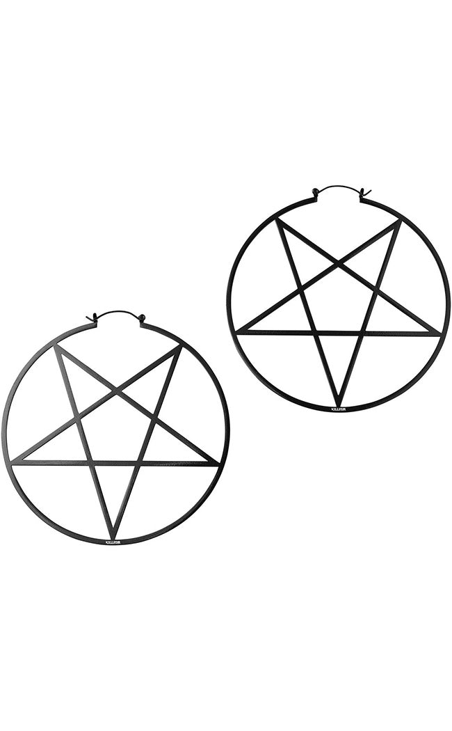 Pentagram Hoop Earrings | Black-Killstar-Tragic Beautiful
