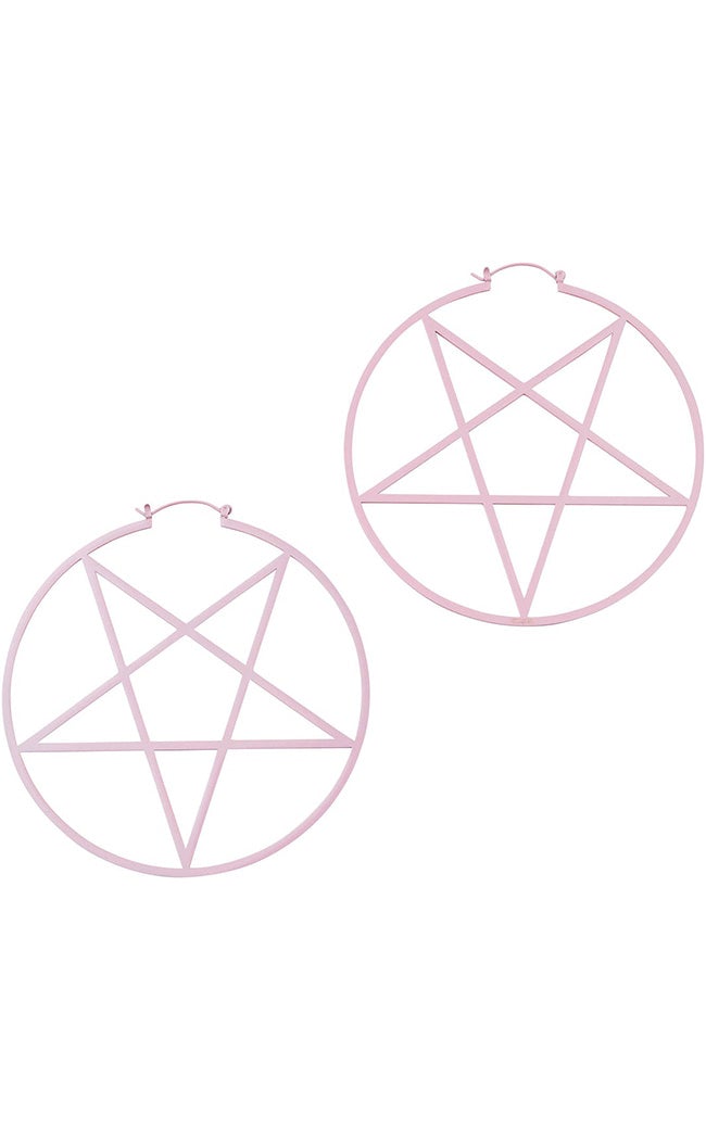 Pentagram Hoop Earrings | Pastel Pink-Killstar-Tragic Beautiful