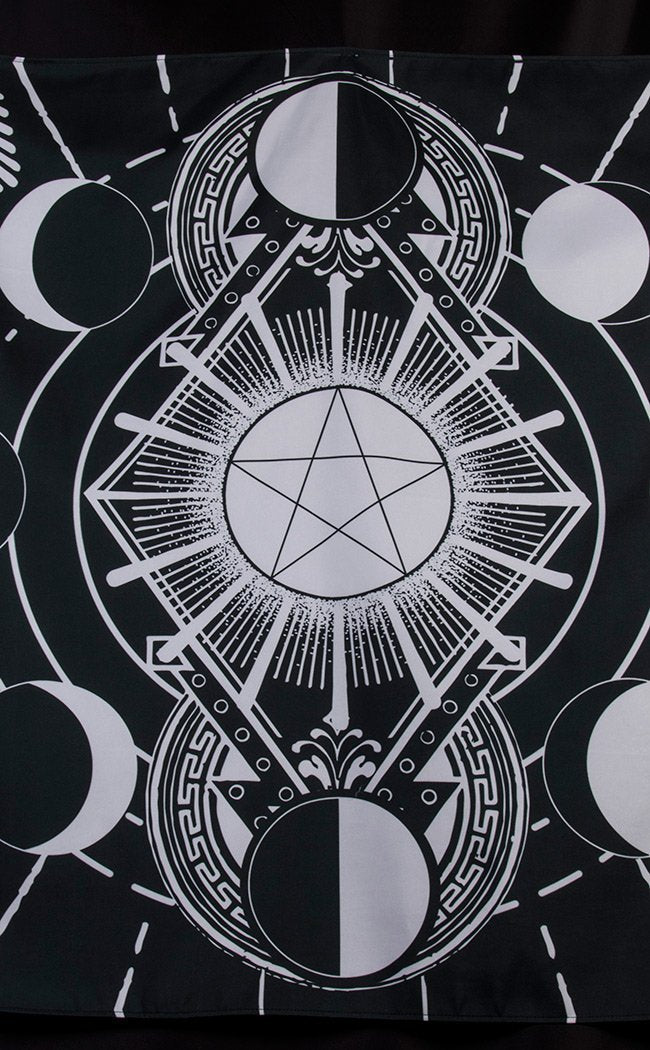 Pentagram Moon Phases Altar Cloth / Wall Hanging-Tragic Beautiful-Tragic Beautiful