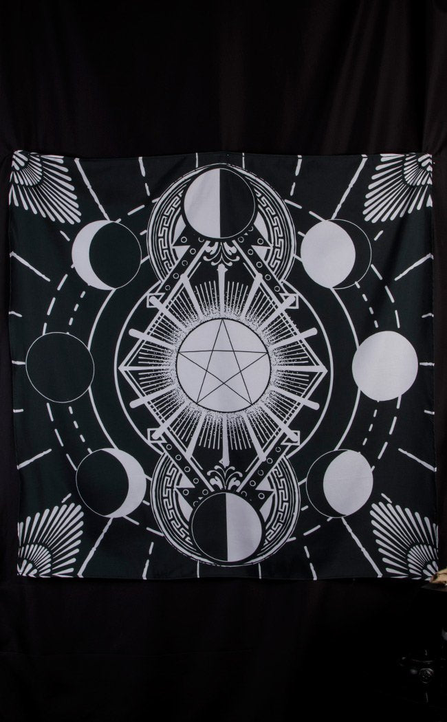 Pentagram Moon Phases Altar Cloth / Wall Hanging-Tragic Beautiful-Tragic Beautiful