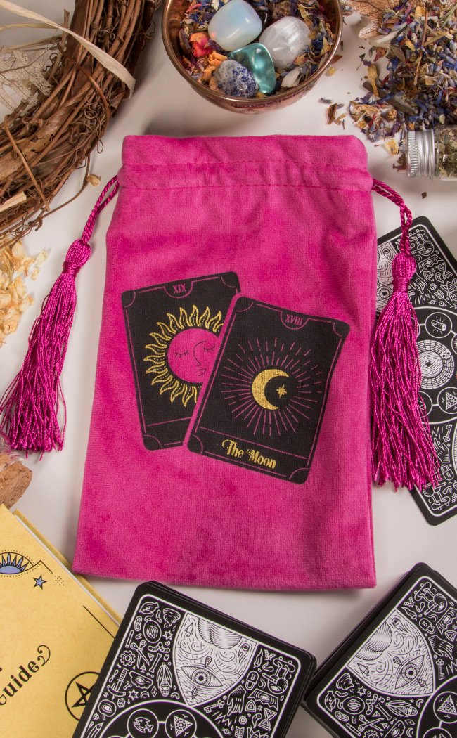 Pink Tarot Cards Drawstring Pouch-Homewares-Tragic Beautiful