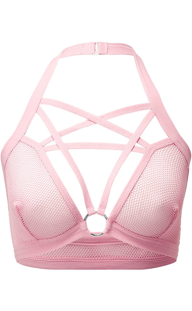 Possess Me Fishnet Bralet | Pastel Pink-Killstar-Tragic Beautiful