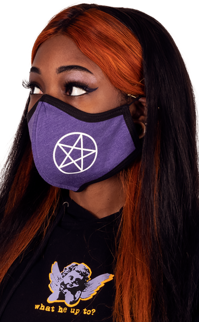 Purple Pentagram Antisocial Face Mask-Too Fast Brand-Tragic Beautiful