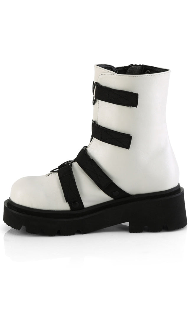 RENEGADE-50 White Vegan Ankle Boots-Demonia-Tragic Beautiful