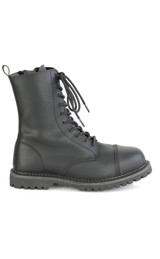 RIOT-10 Black Vegan Leather Boots-Demonia-Tragic Beautiful