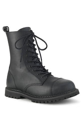 RIOT-10 Black Vegan Leather Boots-Demonia-Tragic Beautiful