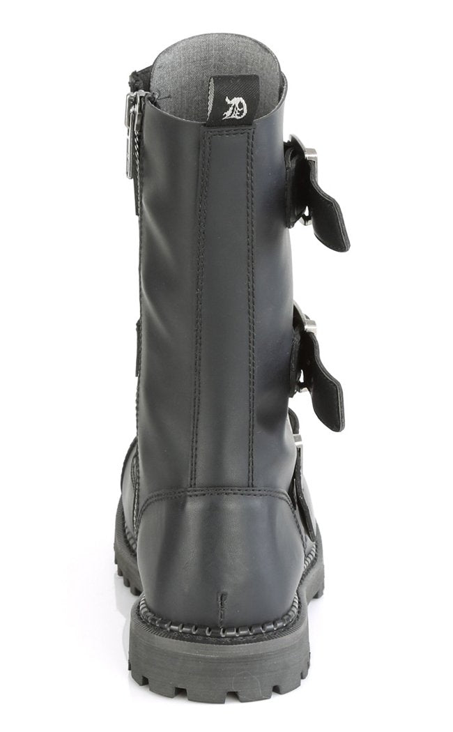 RIOT-12BK Black Vegan Leather Boots-Demonia-Tragic Beautiful