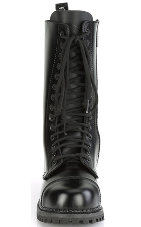 RIOT-14 Black Leather Boots-Demonia-Tragic Beautiful