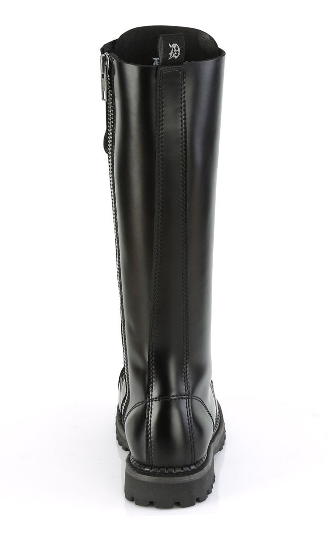 RIOT-20 Black Leather Boots-Demonia-Tragic Beautiful