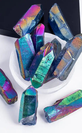 Rainbow Titanium Aura Quartz Points-Crystals-Tragic Beautiful