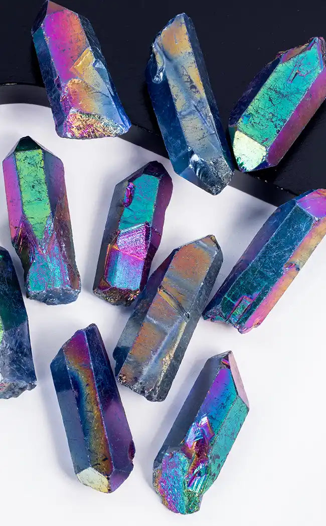 Rainbow Titanium Aura Quartz Points-Crystals-Tragic Beautiful