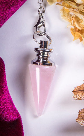 Rose Quartz Conical Pendulum-Crystals-Tragic Beautiful