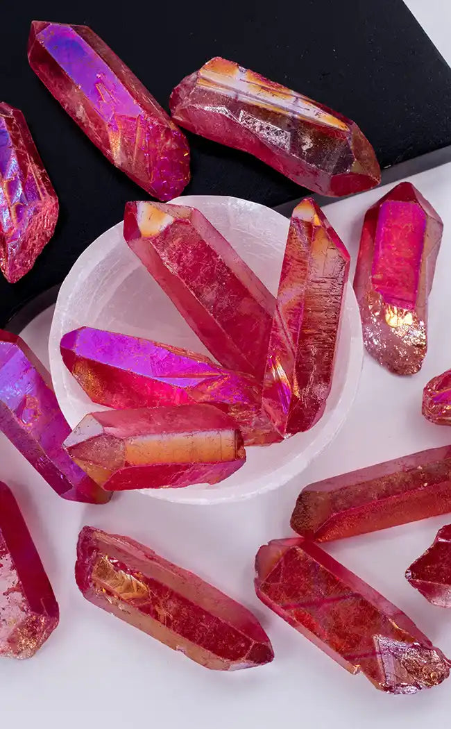 Ruby Aura Quartz Points-Crystals-Tragic Beautiful