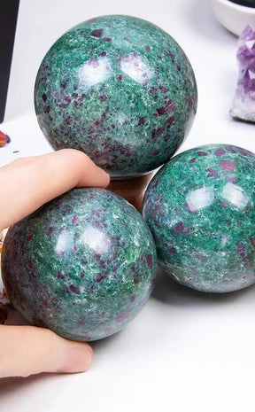 Ruby in Fuchsite Spheres-Crystals-Tragic Beautiful
