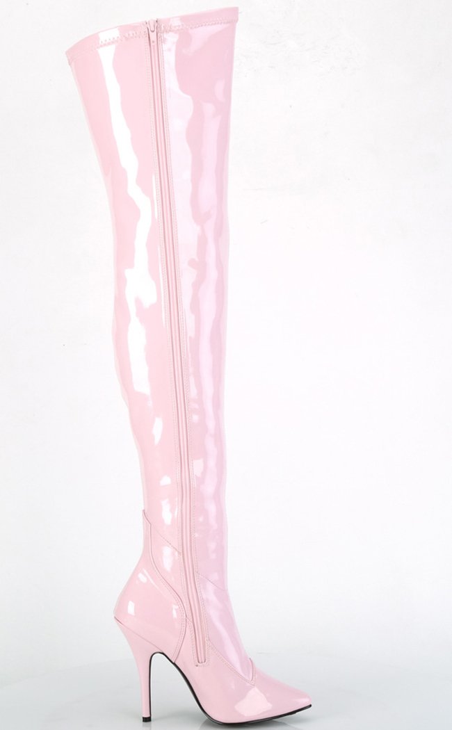 SEDUCE-3000 Baby Pink Patent Thigh High Boots-Pleaser-Tragic Beautiful