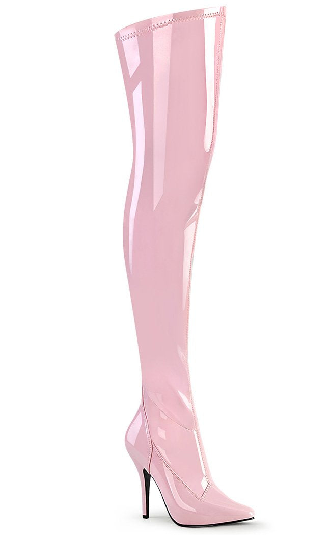 SEDUCE-3000 Baby Pink Patent Thigh High Boots-Pleaser-Tragic Beautiful