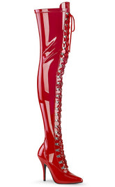SEDUCE-3024 Red Patent Thigh High Boots-Pleaser-Tragic Beautiful