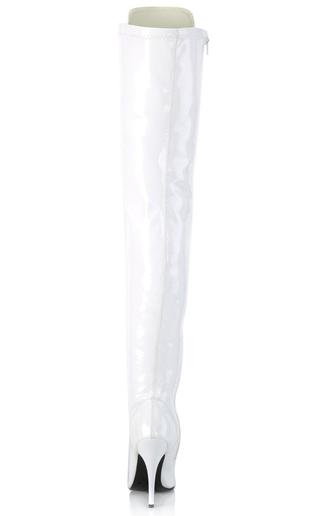 SEDUCE-3024 White Patent Thigh High Boots-Pleaser-Tragic Beautiful