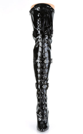 SEDUCE-3028 Black Patent Thigh High Boots-Pleaser-Tragic Beautiful