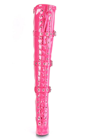 SEDUCE-3028 Hot Pink Patent Thigh High Boots-Pleaser-Tragic Beautiful