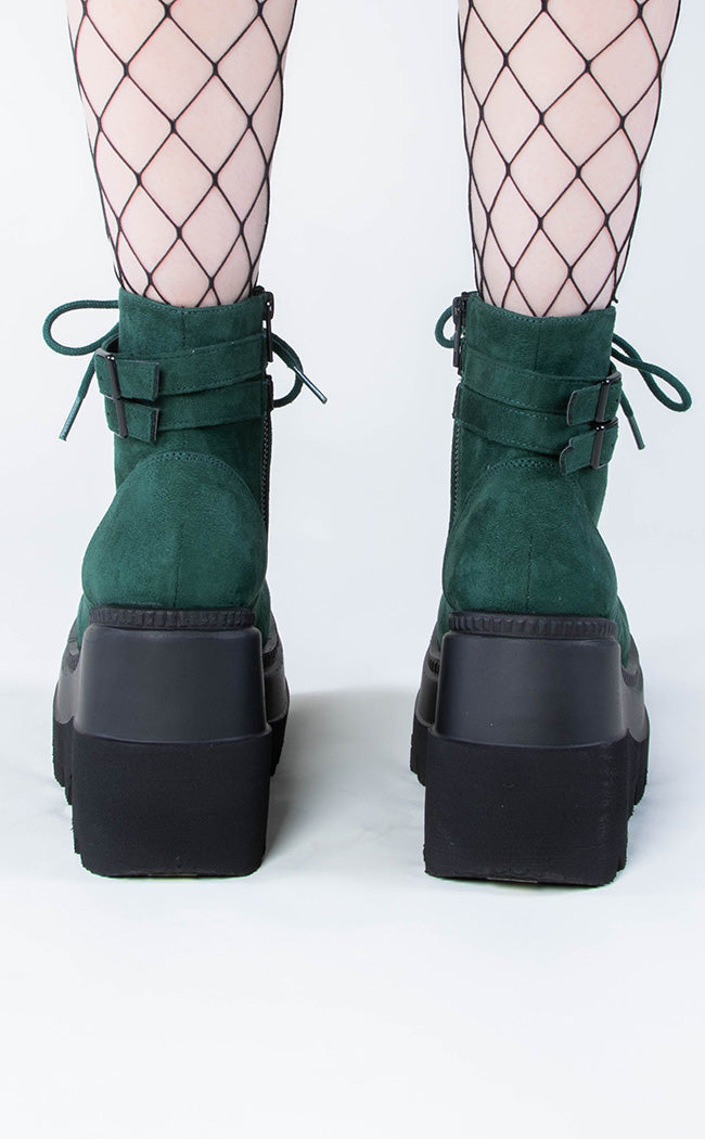 SHAKER-52 Emerald Faux Suede Ankle Boots-Demonia-Tragic Beautiful