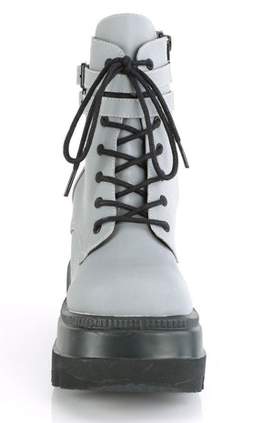 SHAKER-52 Grey UV Reflective Boots-Demonia-Tragic Beautiful