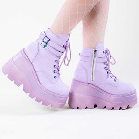 SHAKER-52 Lavender Vegan Suede Ankle Boots-Demonia-Tragic Beautiful