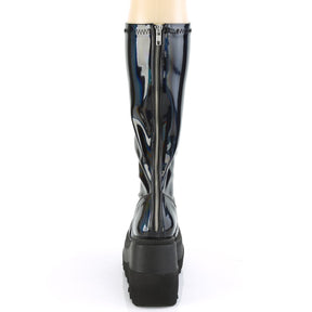 SHAKER-65 Black Patent Holographic Boots-Demonia-Tragic Beautiful