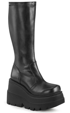 Demonia SHAKER-65 Black Vegan Knee High Boots | Gothic Shoes Australia
