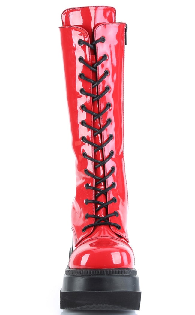 SHAKER-72 Red Patent Platform Boots-Demonia-Tragic Beautiful