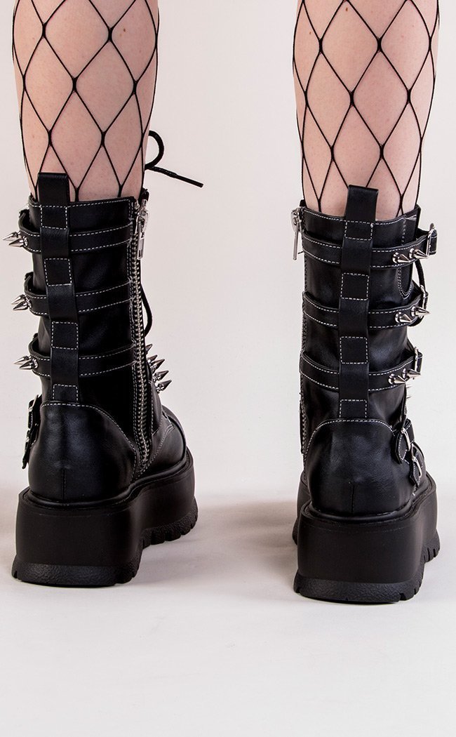 SLACKER-165 Vegan Leather Ankle Boots-Demonia-Tragic Beautiful