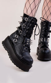 SLACKER-165 Vegan Leather Ankle Boots-Demonia-Tragic Beautiful