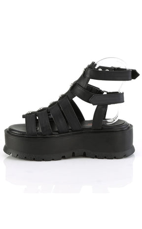 SLACKER-18 Black Matte Gladiator Sandals-Demonia-Tragic Beautiful