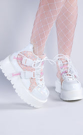 SLACKER-50 White Holo/Multi Glitter Ankle Boots-Demonia-Tragic Beautiful