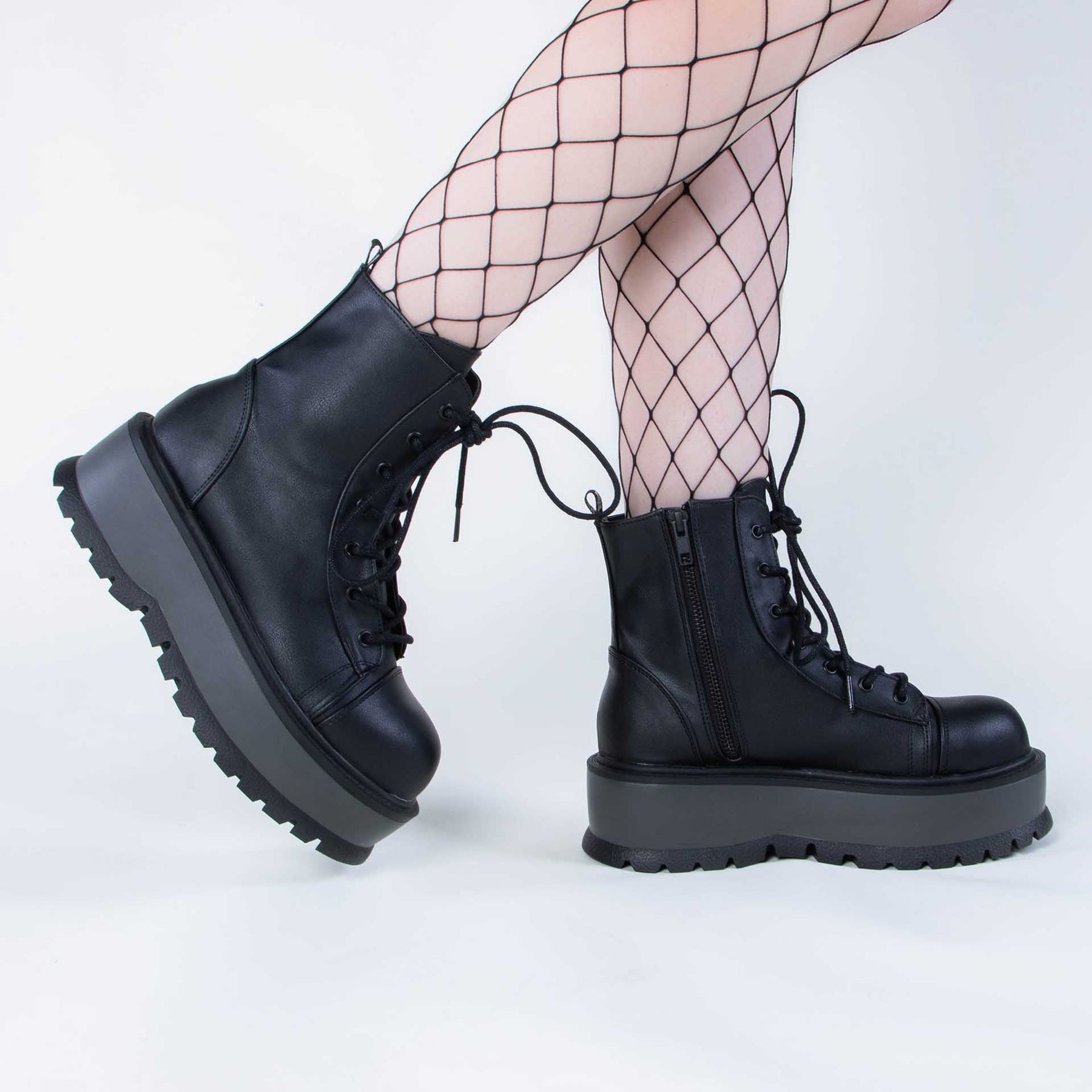 SLACKER-55 Black Matte Ankle Boots-Demonia-Tragic Beautiful