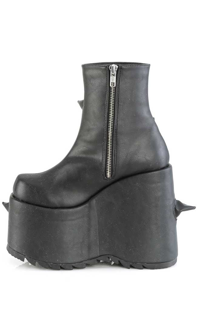 SLAY-77 Black Matte Spike Platform Boots-Demonia-Tragic Beautiful