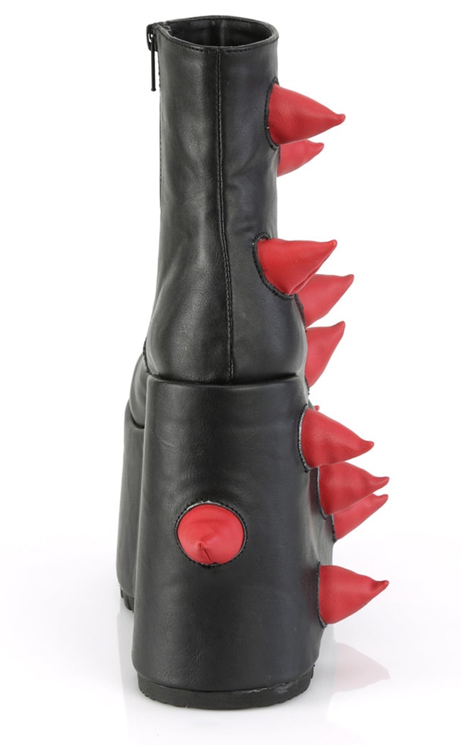 SLAY-77 Black-Red Spike Platform Boots-Demonia-Tragic Beautiful