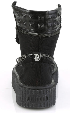 SNEEKER-270 Black Canvas Zipper Sneaker-Demonia-Tragic Beautiful