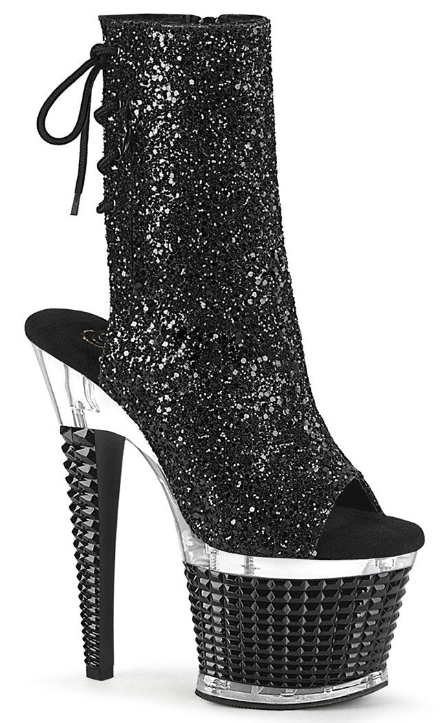 SPECTATOR-1018 Black Glitter Ankle Boots-Pleaser-Tragic Beautiful